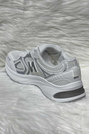 WHITE LOGO LACE UP CHUNKY RUNNER STYLE TRAINER