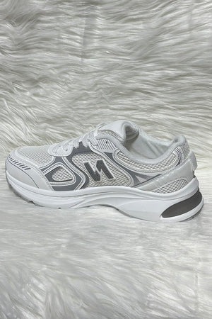 WHITE LOGO LACE UP CHUNKY RUNNER STYLE TRAINER