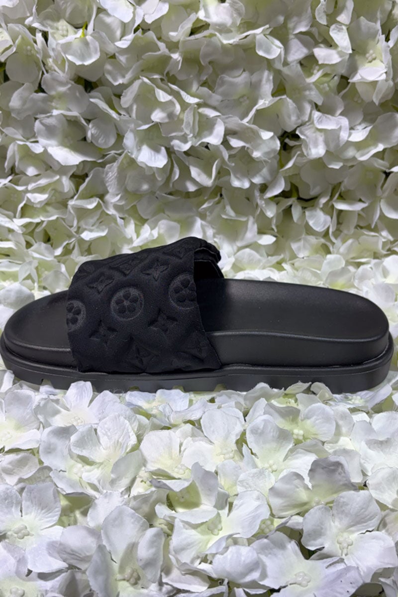 BLACK LOGO RUBBER SOLE SLIDER