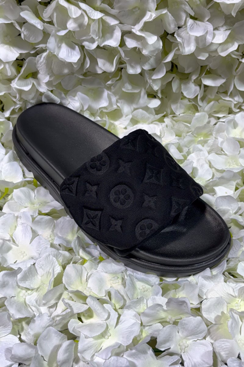 BLACK LOGO RUBBER SOLE SLIDER