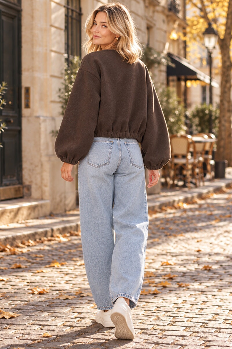BROWN SOFT BOMBER JACKET
