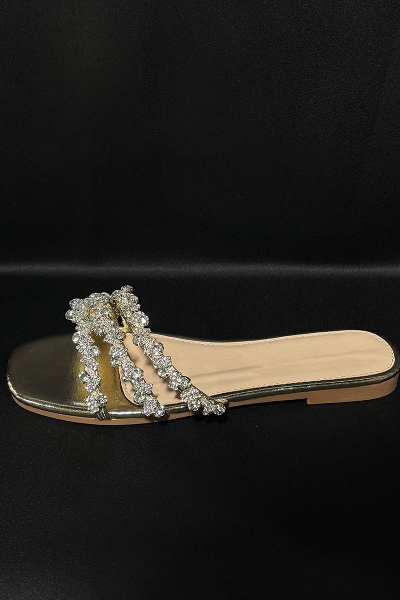 GOLD CRYSTAL TRIM FAUX LEATHER SLIDER