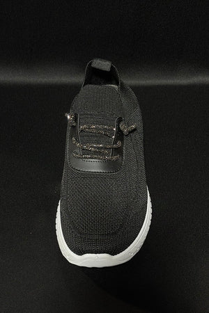 BLACK METALLIC LACE SOCK TRAINER