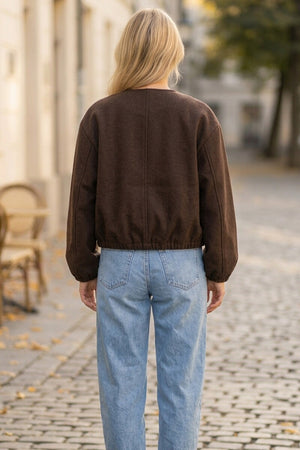 BROWN SOFT BOMBER JACKET