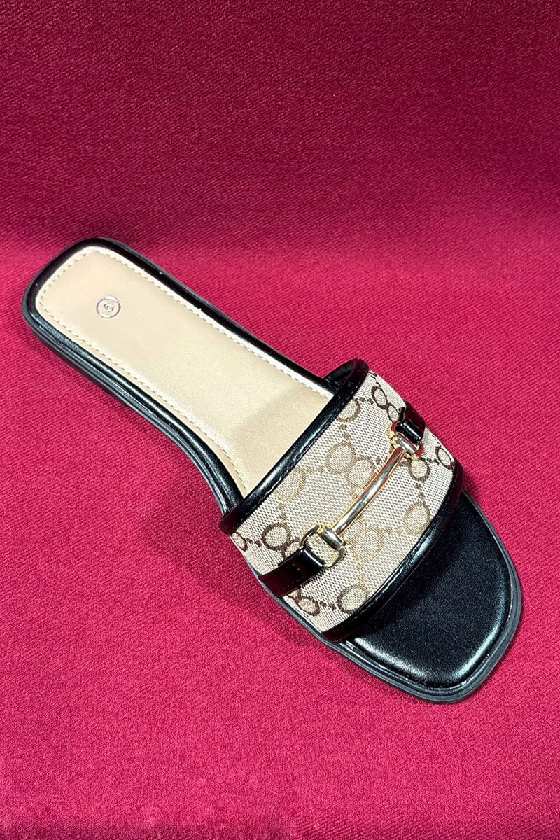 BLACK AND CAMEL LOGO GOLD BUCKLE SLIDER