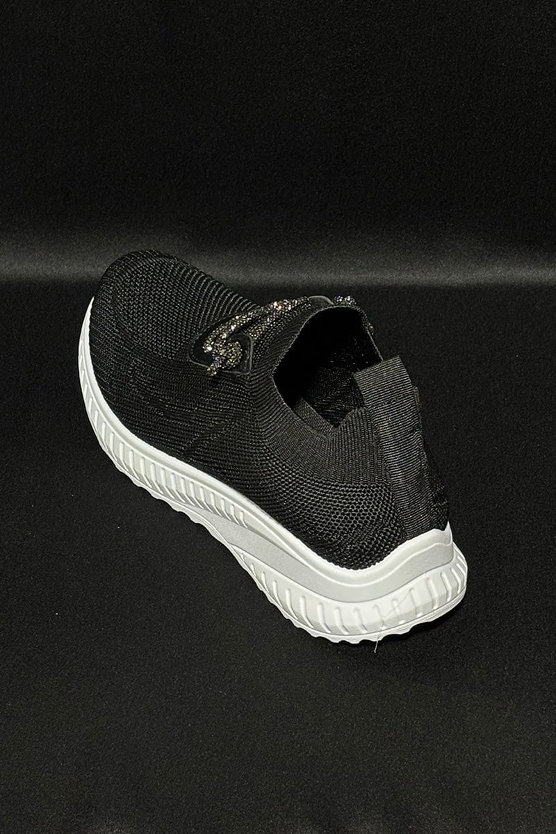 BLACK METALLIC LACE SOCK TRAINER