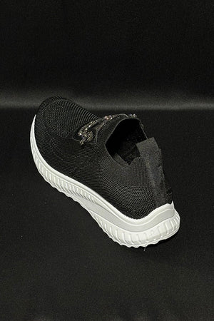 BLACK METALLIC LACE SOCK TRAINER