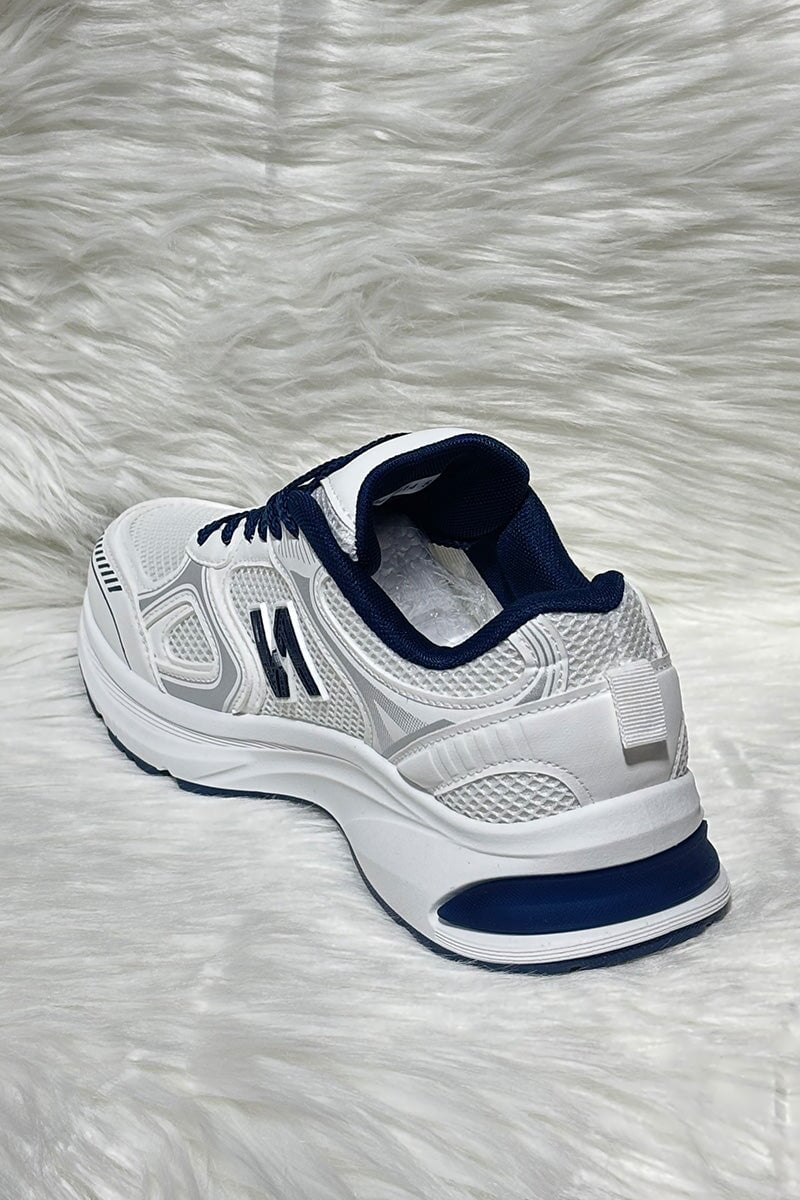 BLUE LOGO LACE UP CHUNKY RUNNER STYLE TRAINER