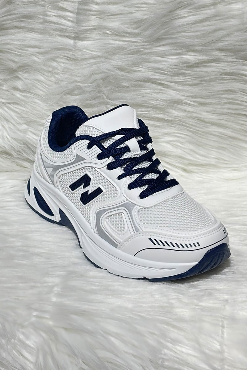 BLUE LOGO LACE UP CHUNKY RUNNER STYLE TRAINER