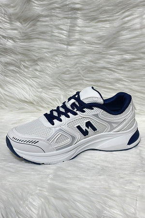 BLUE LOGO LACE UP CHUNKY RUNNER STYLE TRAINER