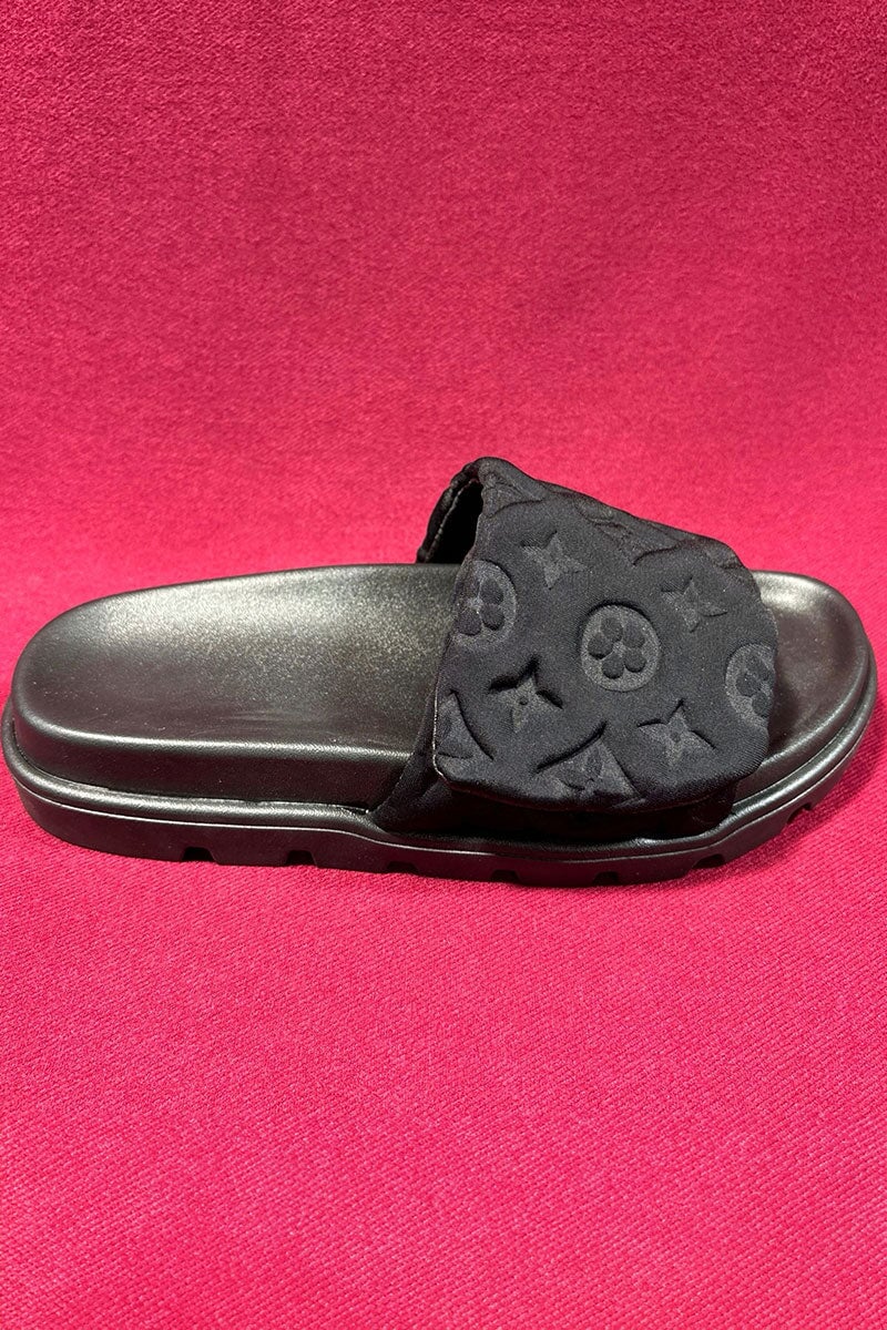 BLACK LOGO RUBBER SOLE SLIDER