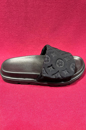 BLACK LOGO RUBBER SOLE SLIDER