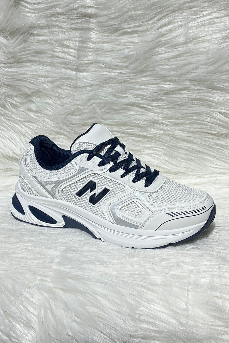 BLUE LOGO LACE UP CHUNKY RUNNER STYLE TRAINER