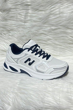 BLUE LOGO LACE UP CHUNKY RUNNER STYLE TRAINER