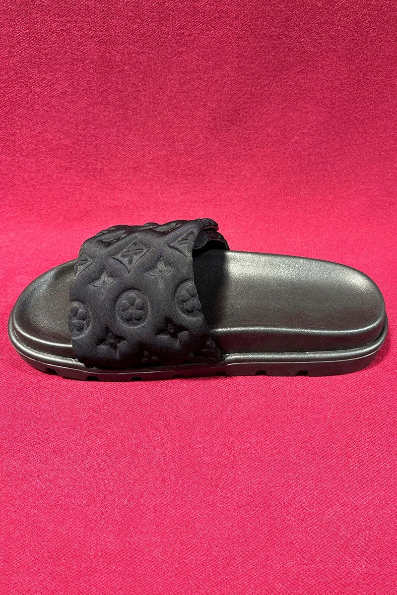 BLACK LOGO RUBBER SOLE SLIDER