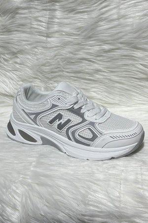 WHITE LOGO LACE UP CHUNKY RUNNER STYLE TRAINER
