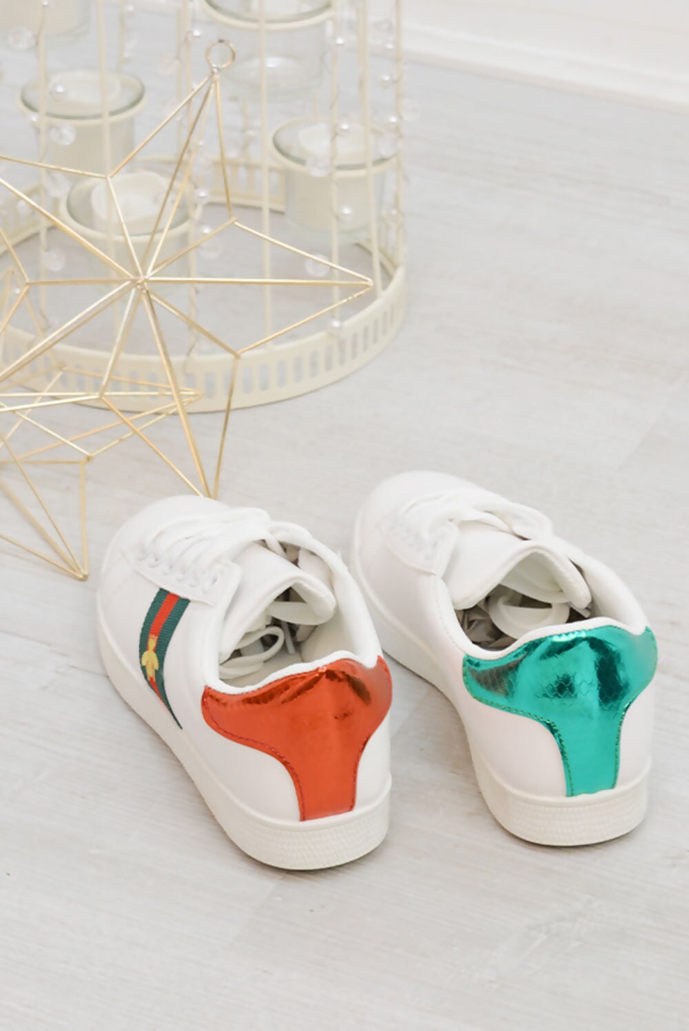 WHITE BEE  LACE UP PLATFORM TRAINER