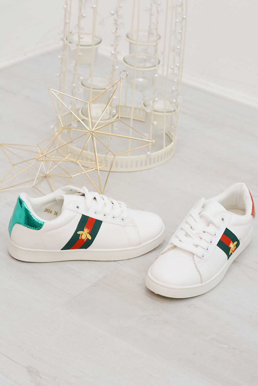 WHITE BEE  LACE UP PLATFORM TRAINER