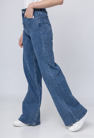 BLUE DENIM WIDE LEG JEAN