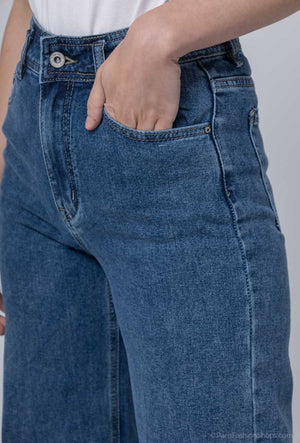 BLUE DENIM WIDE LEG JEAN