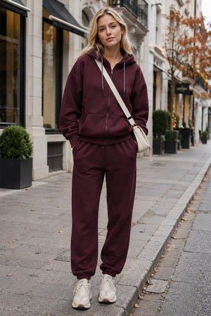 WINE OVERSIZED ZIP HOODY