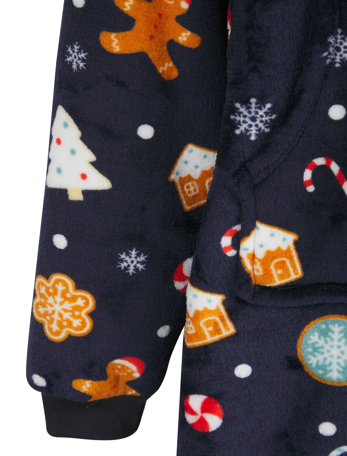 NAVY PRINTED OVERSIZED XMAS SNUGGLE HOODIE