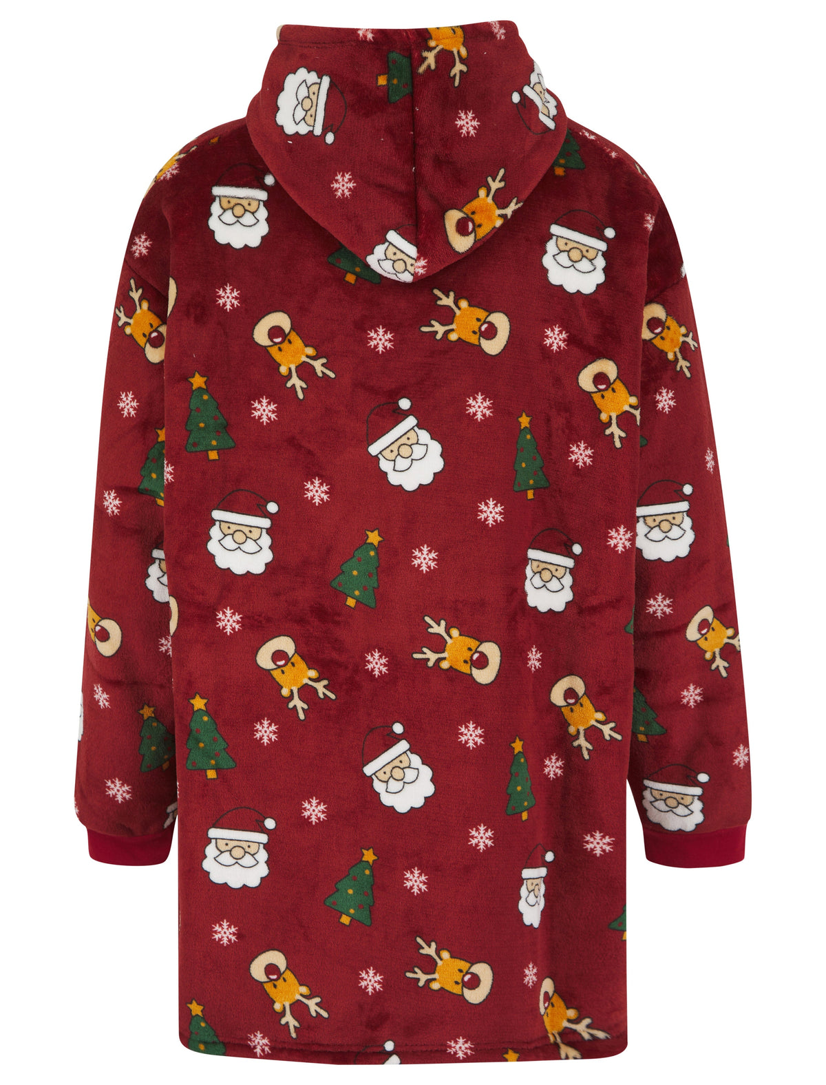 WINE PRINTED JUNIOR OVERSIZED XMAS HOODED SNUGGLE
