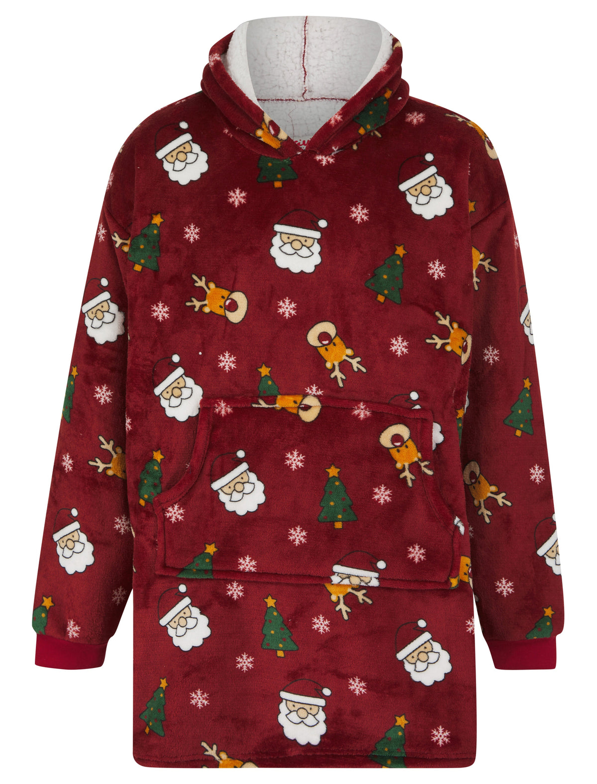 WINE PRINTED JUNIOR OVERSIZED XMAS HOODED SNUGGLE