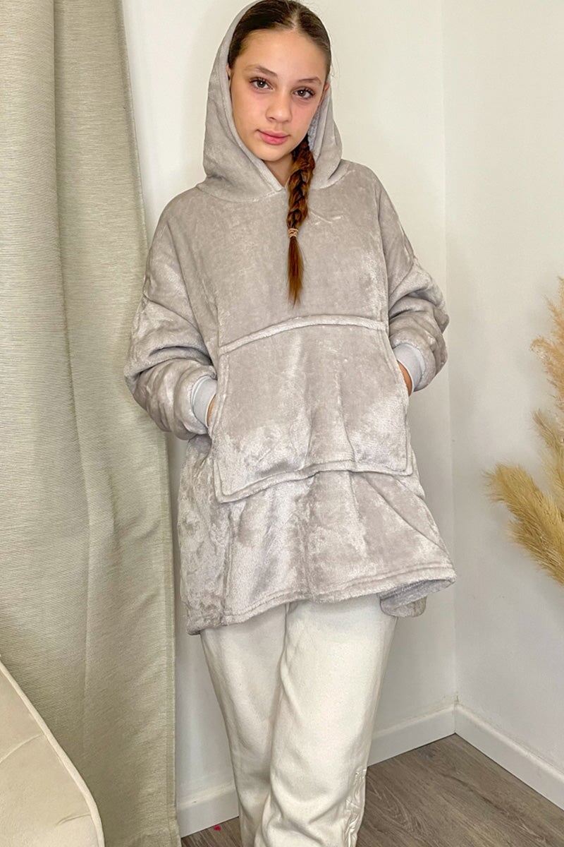 GREY TEDDY JUNIOR OVERSIZED HOODED SNUGGLE