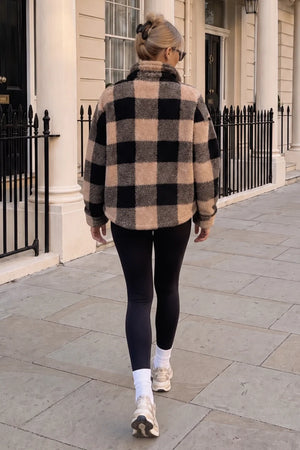 AX PARIS BLACK AND CAMEL TEDDY 1/4 ZIP SWEATSHIRT