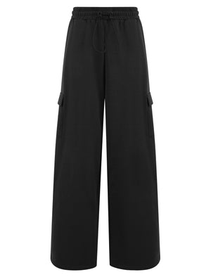 BLACK WIDE LEG COMBAT STYLE JOGGER