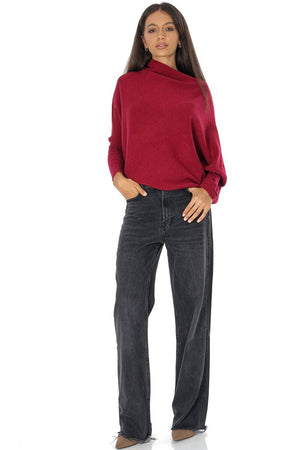 BERRY ASYMMETRIC DRAPED KNIT