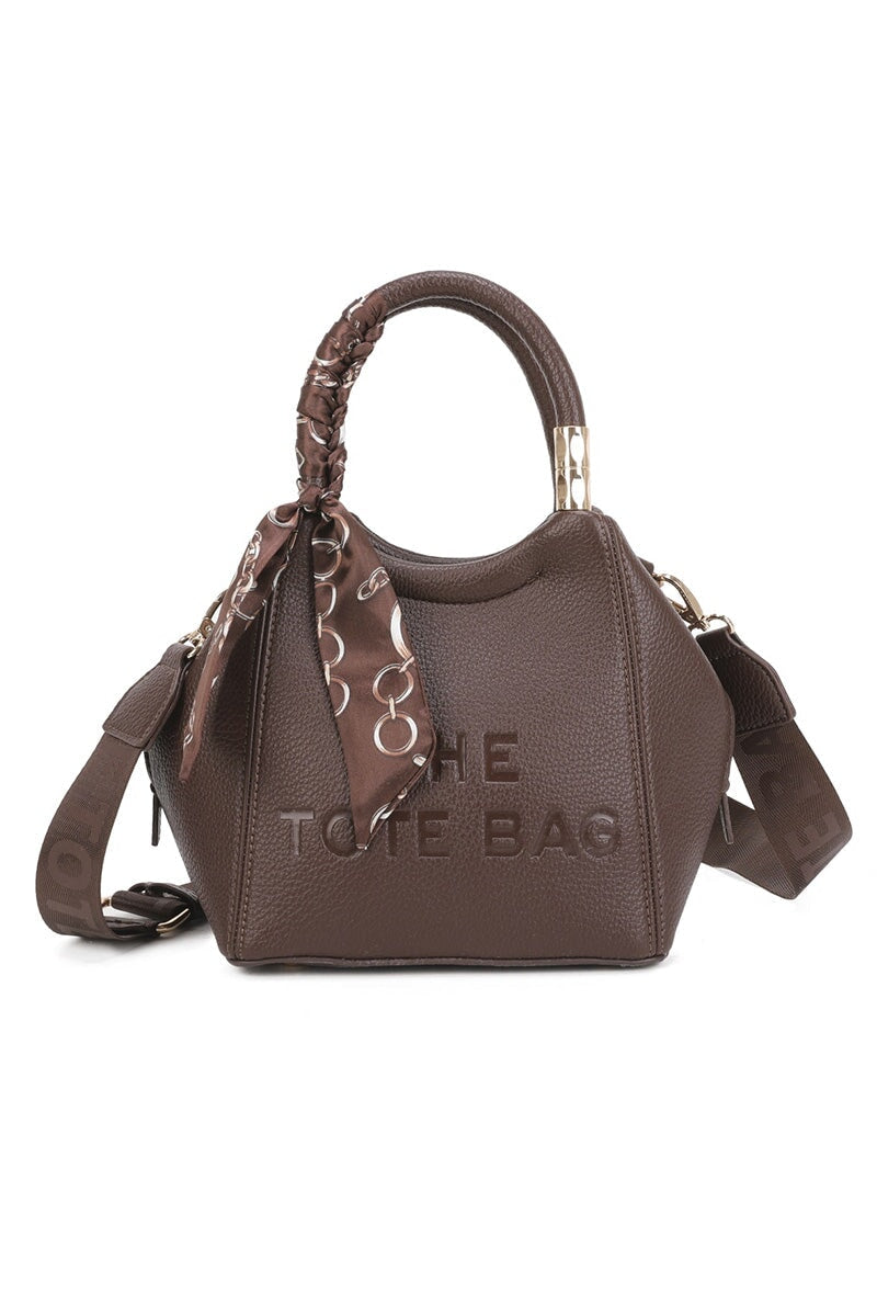 COFFEE FAUX LEATHER TOTE GRAB BAG