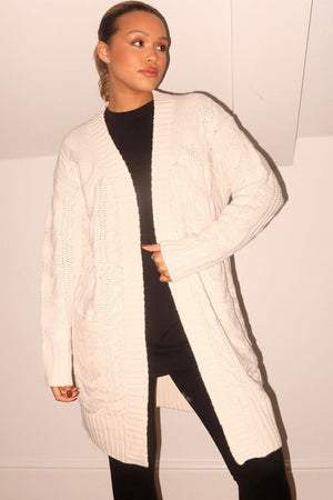 CREAM CABLE KNIT CARDIGAN