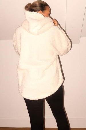 CREAM GARDENIA 1/4 ZIP TEDDY HOODIE