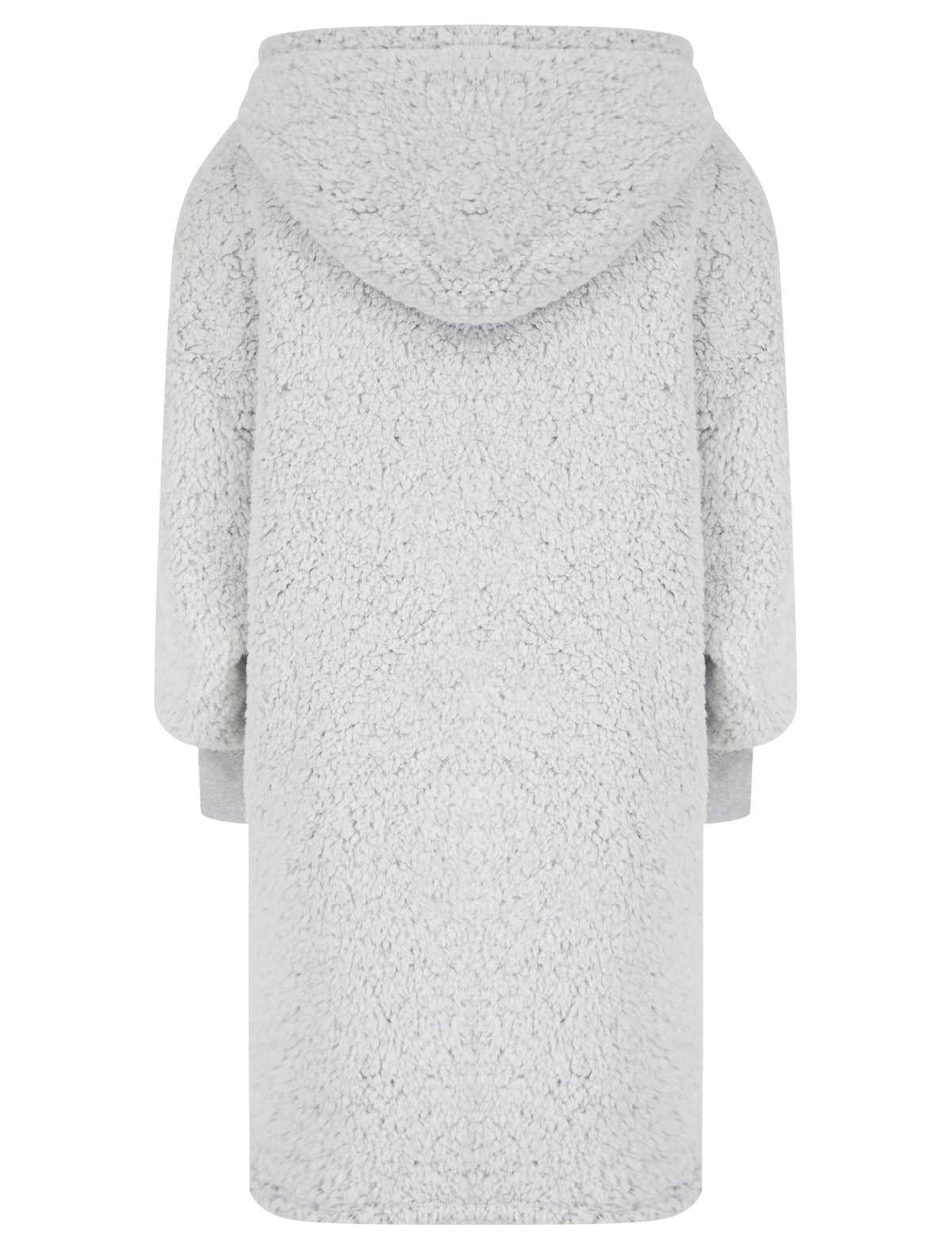 GREY TEDDY OVERSIZED POMPOM SNUGGLE HOODIE