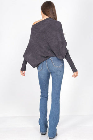 GREY ASYMMETRIC DRAPED KNIT