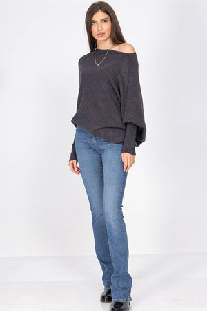GREY ASYMMETRIC DRAPED KNIT