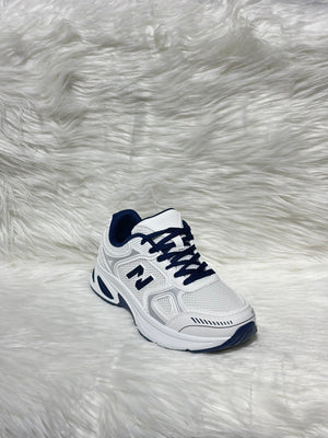BLUE LOGO LACE UP CHUNKY RUNNER STYLE TRAINER