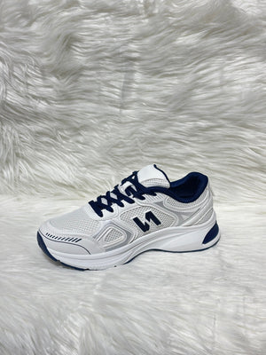 BLUE LOGO LACE UP CHUNKY RUNNER STYLE TRAINER