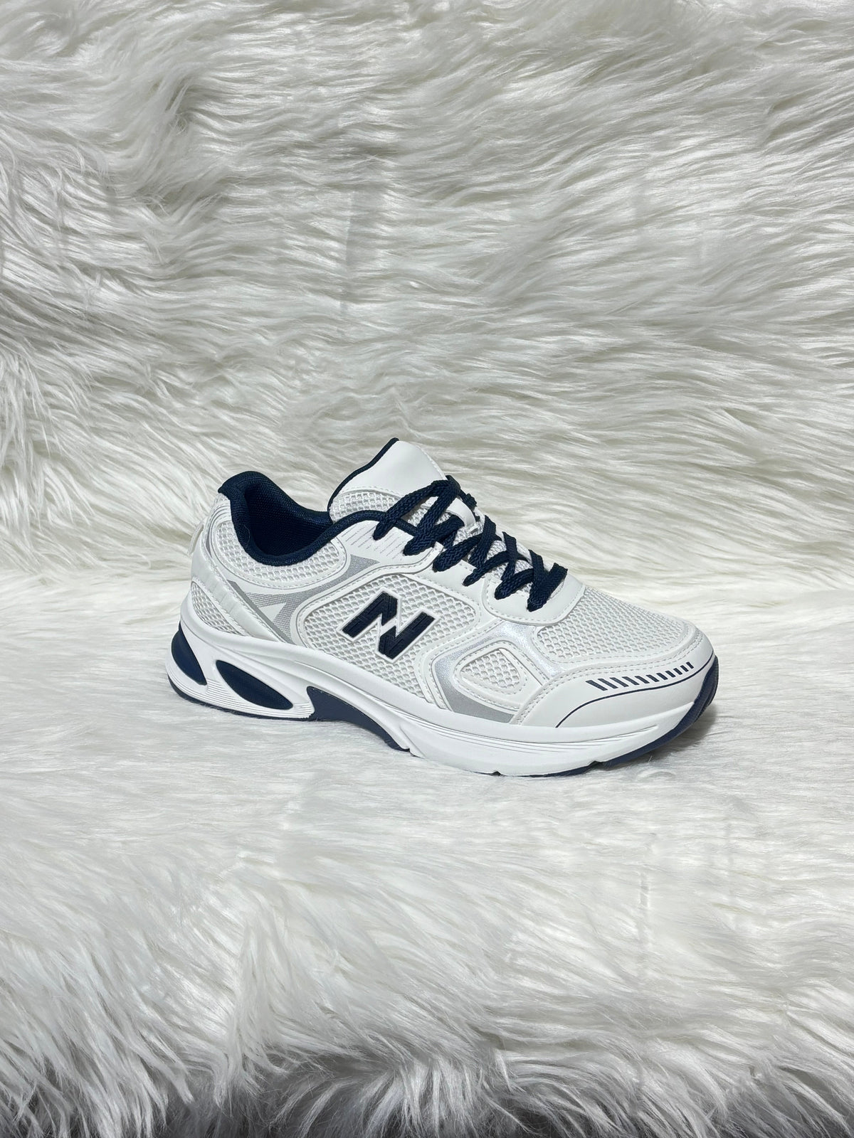 BLUE LOGO LACE UP CHUNKY RUNNER STYLE TRAINER