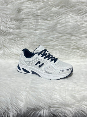 BLUE LOGO LACE UP CHUNKY RUNNER STYLE TRAINER