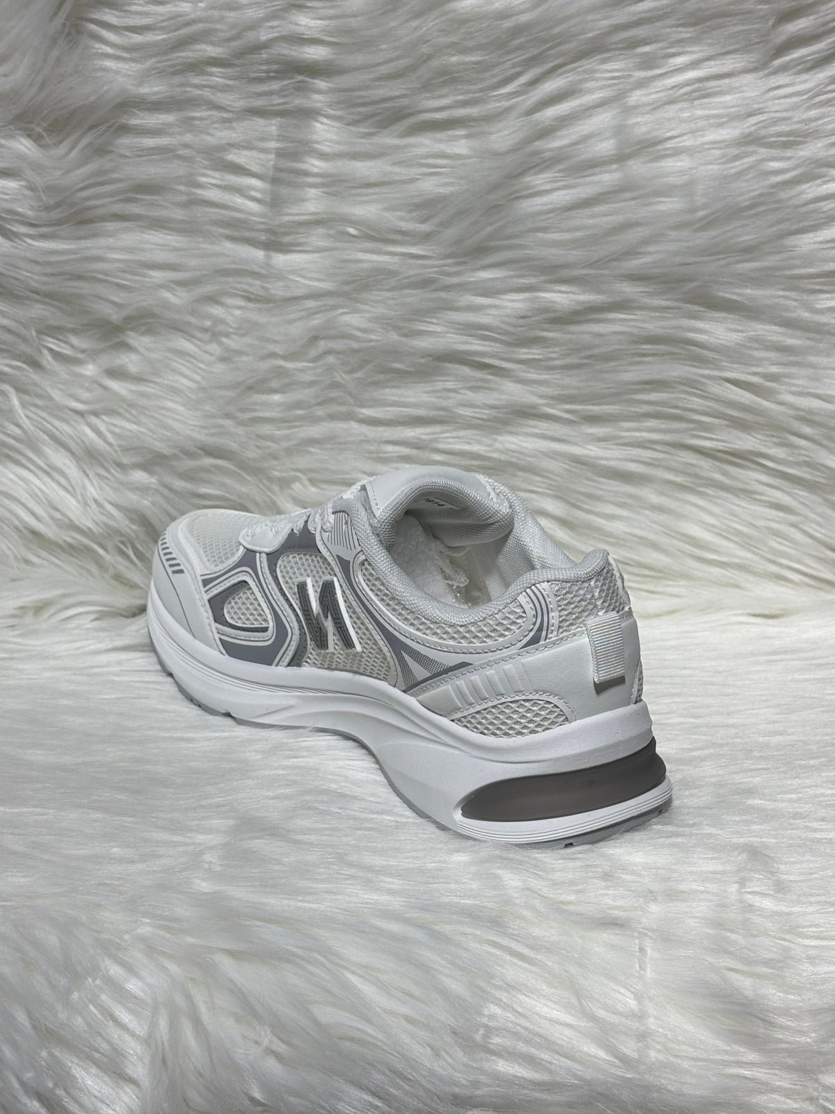 WHITE LOGO LACE UP CHUNKY RUNNER STYLE TRAINER