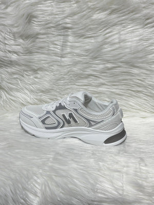 WHITE LOGO LACE UP CHUNKY RUNNER STYLE TRAINER