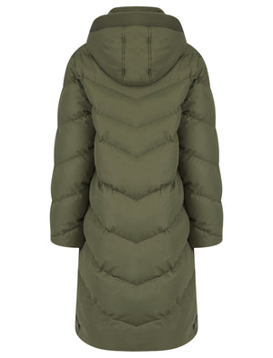KHAKI QUILTED HOODED FLAP POCKET PUFFER COAT