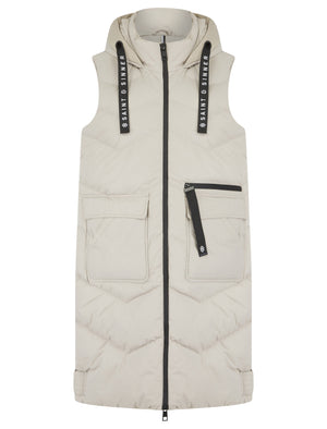 OYSTER QUILTED HOODED FLAP POCKET PUFFER GILET