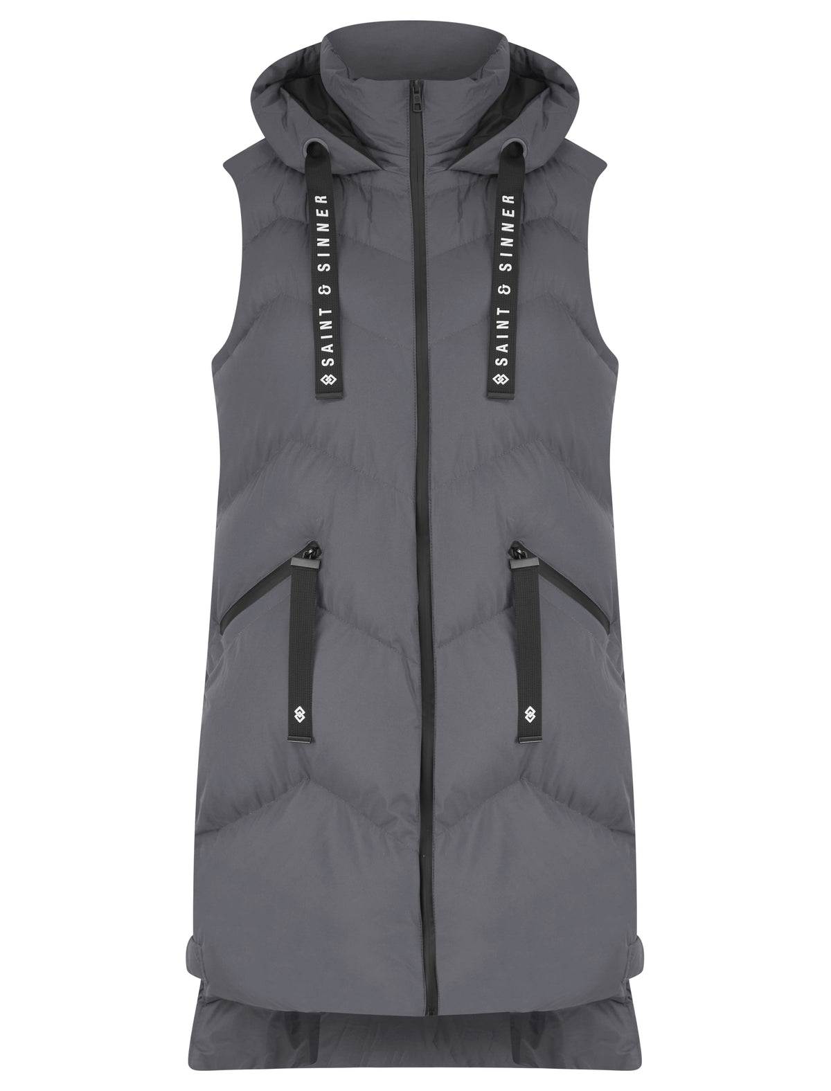 GRAPHITE HOODED ZIP UP GILET