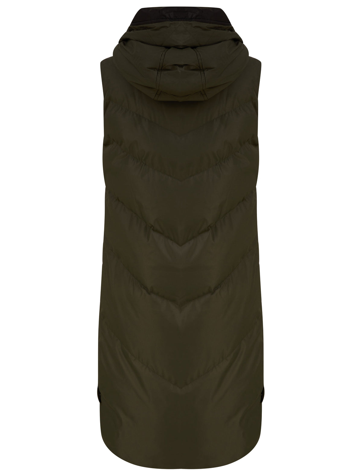 KHAKI HOODED ZIP UP GILET