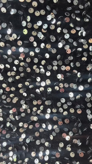 AX PARIS BLACK VELVET SEQUIN 2 IN 1 LONG SLEEVE MINI DRESS