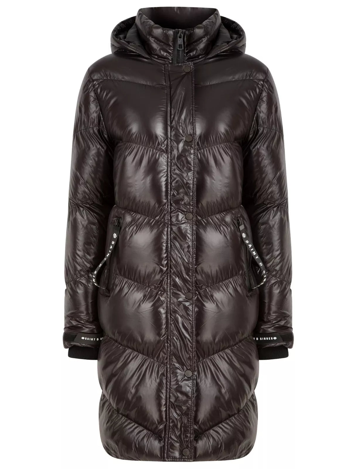 BLACK QUILTED PUFFER HOODED COAT